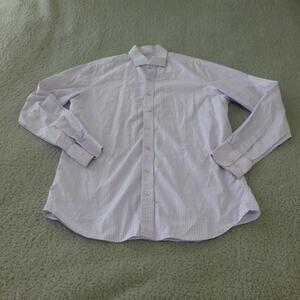 Twillory Dress Shirt Mens 16.5 Tailored Button Up Long Sleeve Check White